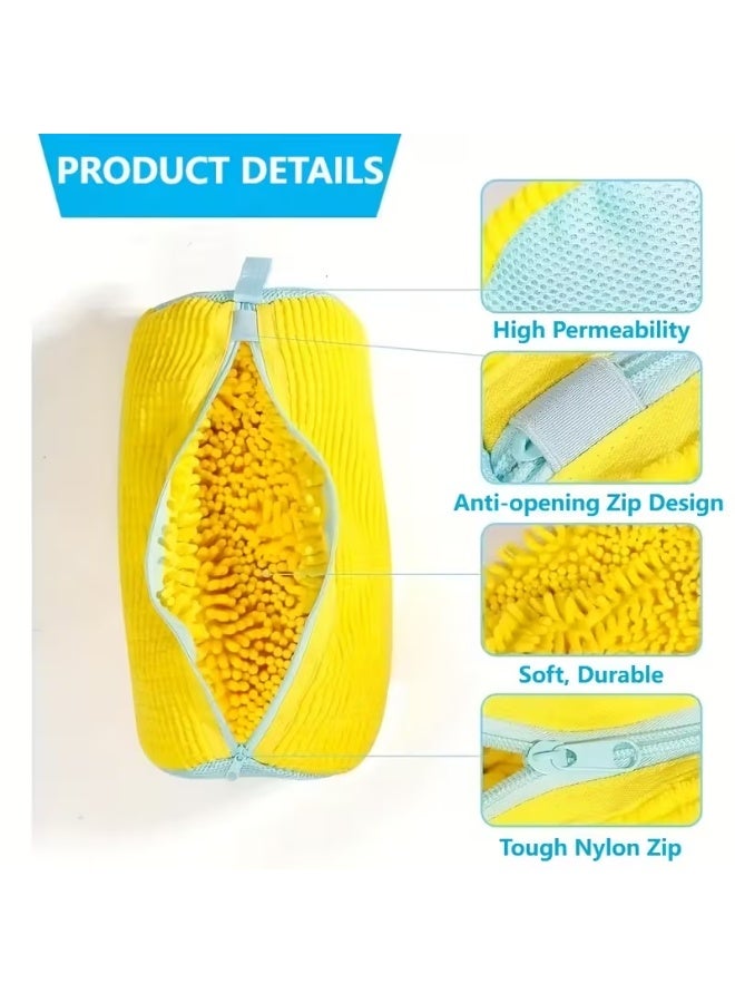 Shoe Washing Bag for Washing Machine, 1 Pack Portable Shoe Care Bag Shoe Bag Washing Machine, Deep Cleaning Shoe Bag, Reusable Shoe Washing Bag for All Shoe Types and Sizes, Yellow - Image 2